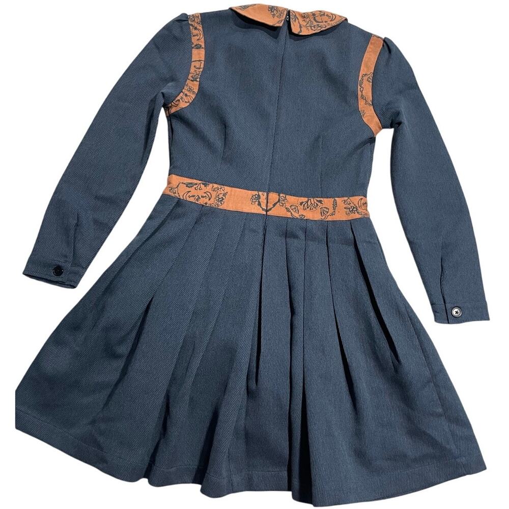 Family Affairs Maeve Dress Womens XS Long Sleeve Twill Blue Fit N Flare MSRP$376 - Picture 7 of 13
